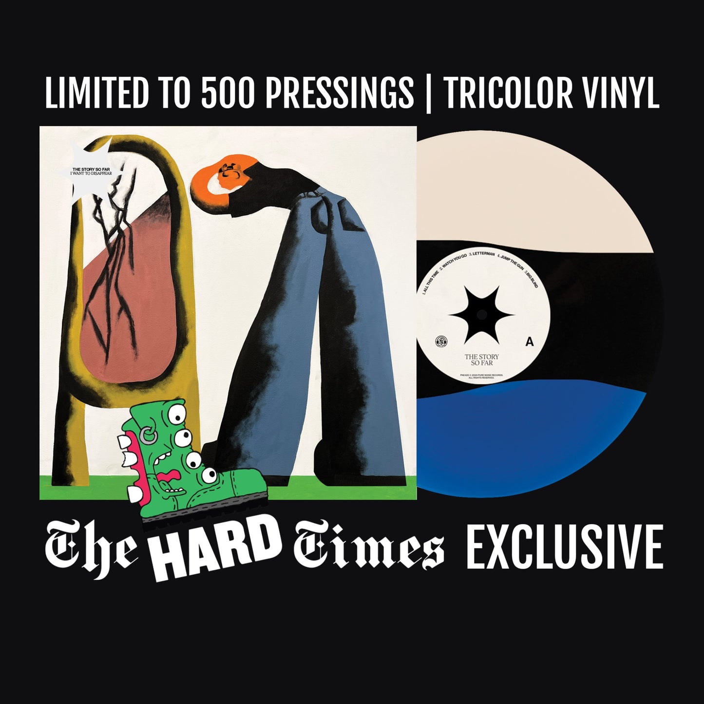 THE STORY SO FAR - I Want To Disappear HARD TIMES EXCLUSIVE Bone/Black/Royal Blue Tri-Stripe VARIANT